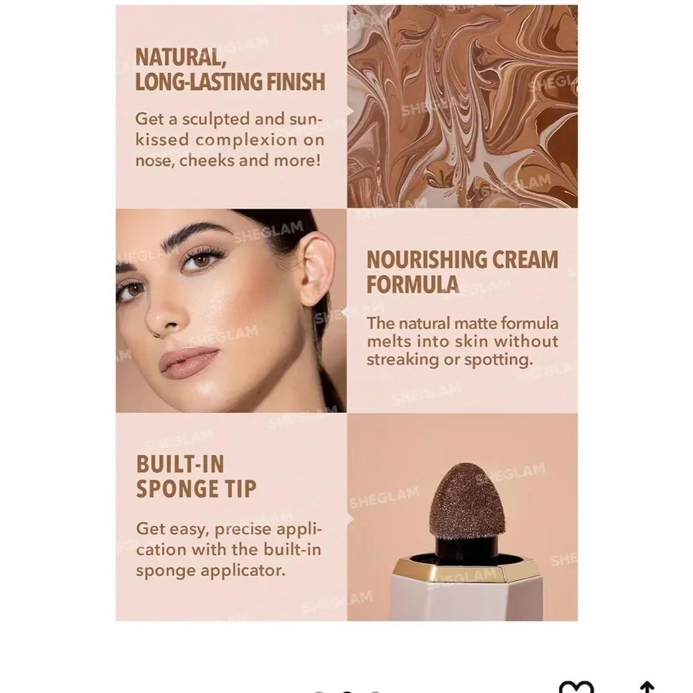 SHEGLAM Sun Sculpt Liquid Contour Stick Cream Bronzer, Soft Tan cool tone